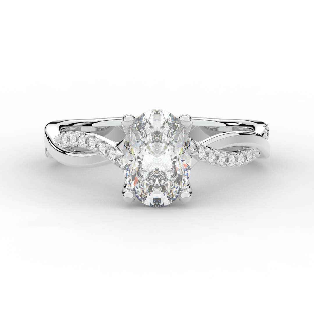 1.70CT.TW OVAL LAB DIAMOND TWIST BAND ENGAGEMENT RING - Nazarelle