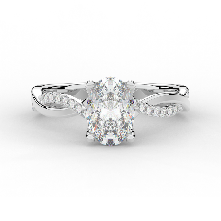 1.70CT.TW OVAL LAB DIAMOND TWIST BAND ENGAGEMENT RING - Nazarelle
