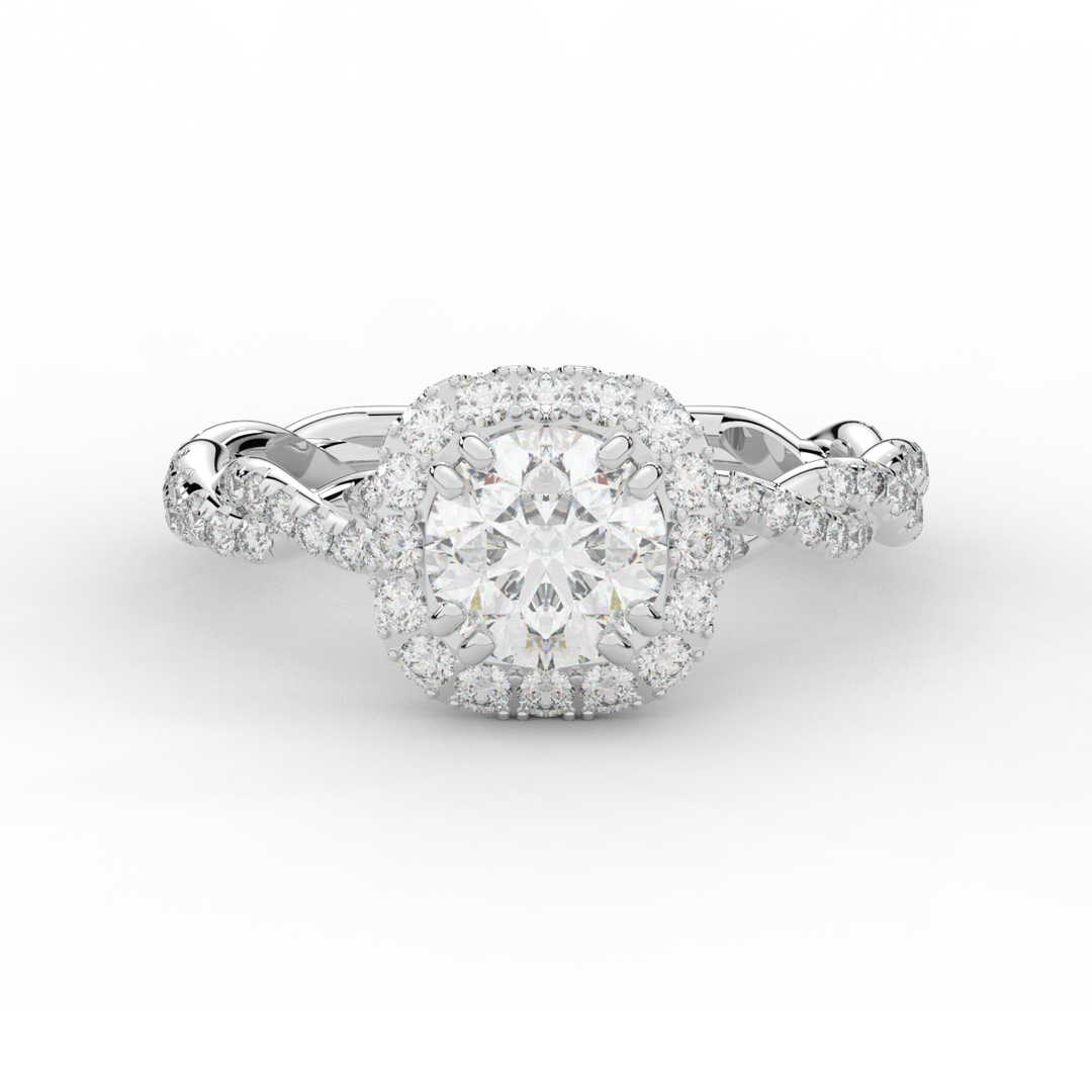 1.55CT.TW ROUND LAB DIAMOND HALO TWIST ENGAGEMENT RING - Nazarelle