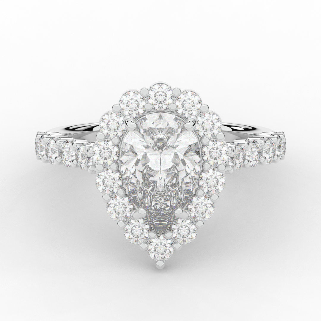 3.10CT.TW PEAR LAB DIAMOND HALO ENGAGEMENT RING - Nazarelle