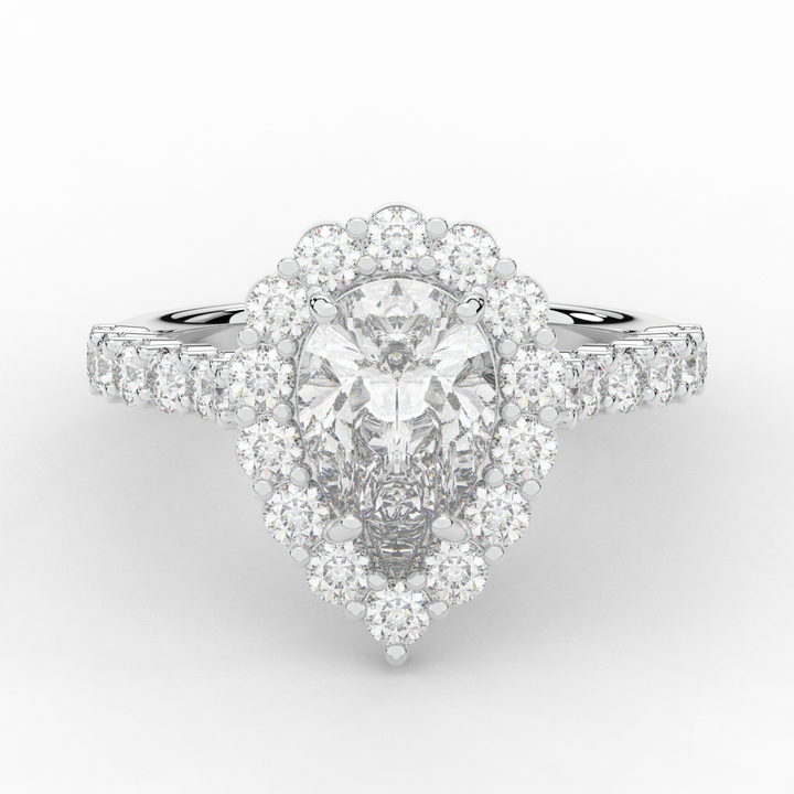 3.10CT.TW PEAR LAB DIAMOND HALO ENGAGEMENT RING - Nazarelle