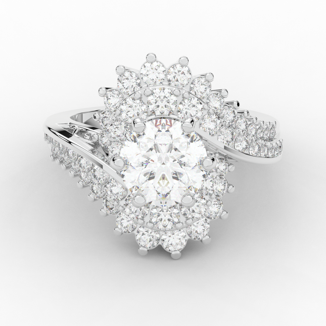 3.35CT.TW ROUND LAB DIAMOND BYPASS HALO ENGAGEMENT RING - Nazarelle