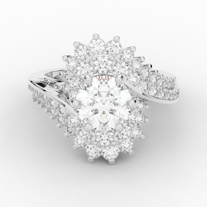 3.35CT.TW ROUND LAB DIAMOND BYPASS HALO ENGAGEMENT RING - Nazarelle
