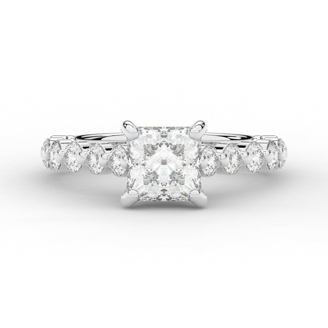 3.90CT.TW PRINCESS LAB DIAMOND ENGAGEMENT RING