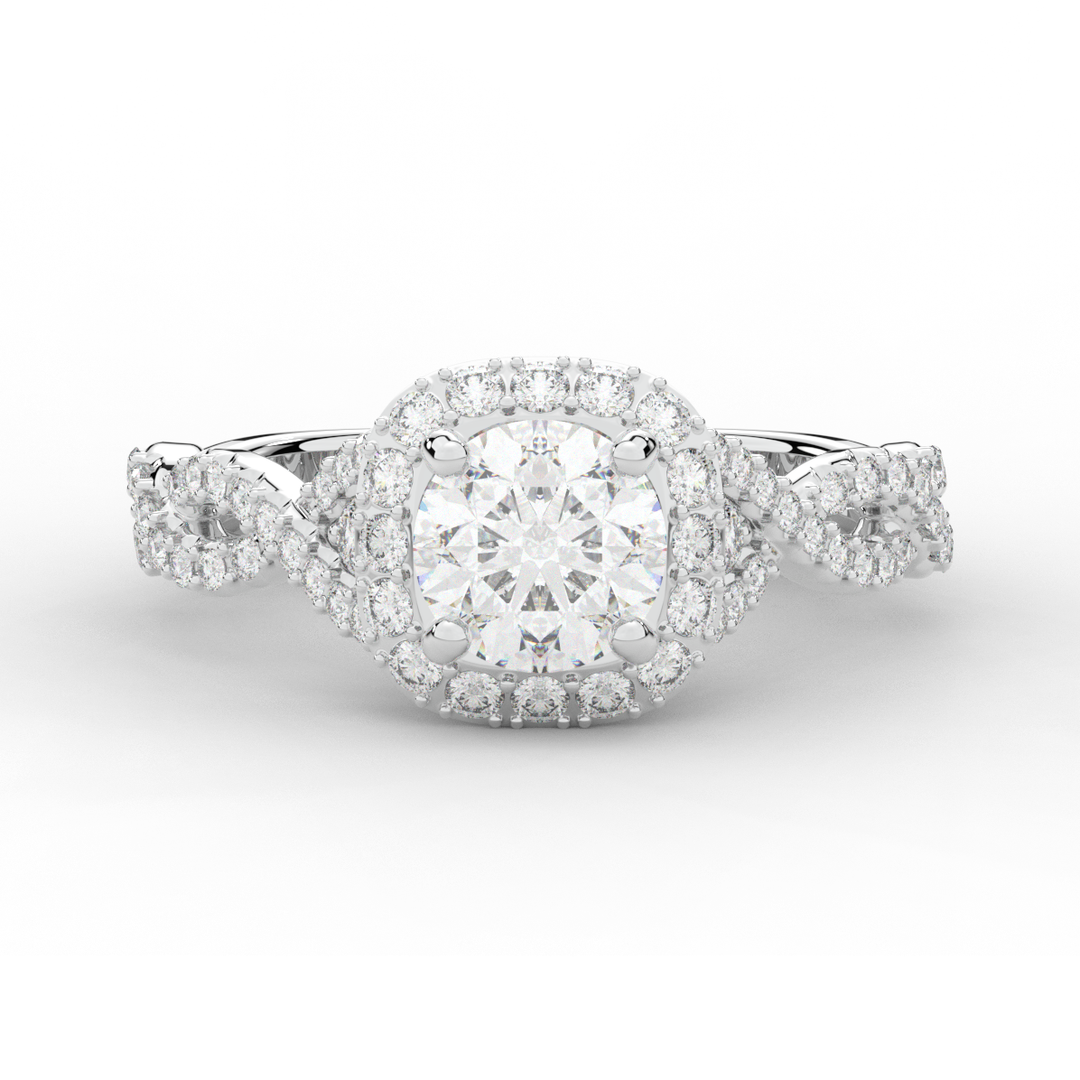 1.30CT.TW ROUND LAB DIAMOND HALO ENGAGEMENT RING - Nazarelle
