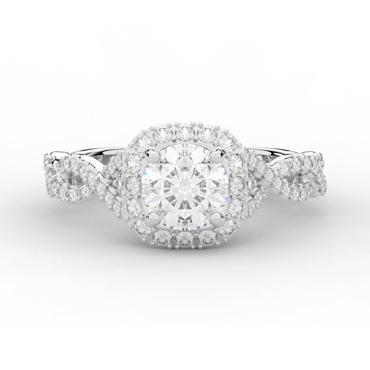 1.30CT.TW ROUND LAB DIAMOND HALO ENGAGEMENT RING - Nazarelle
