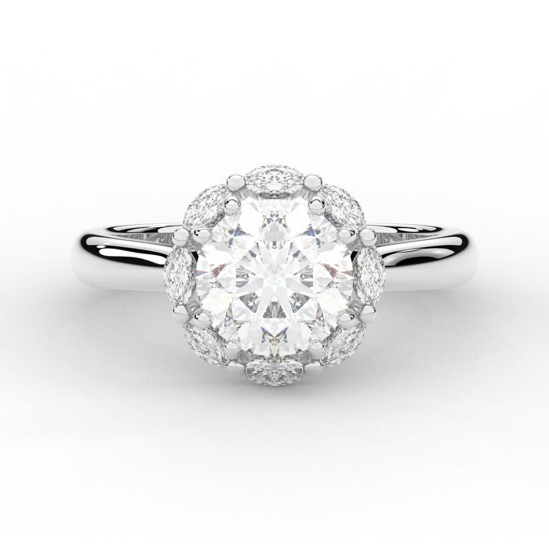 2.40CT.TW ROUND LAB DIAMOND HALO ENGAGEMENT RING - Nazarelle