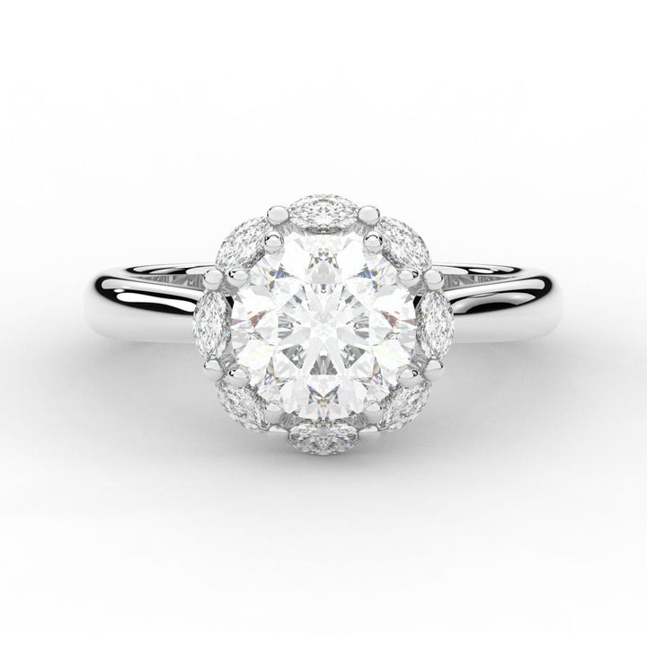 2.40CT.TW ROUND LAB DIAMOND HALO ENGAGEMENT RING - Nazarelle