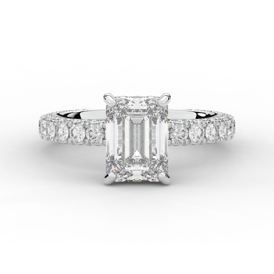 3.00CT.TW EMERALD CUT LAB DIAMOND ENGAGEMENT RING - Nazarelle