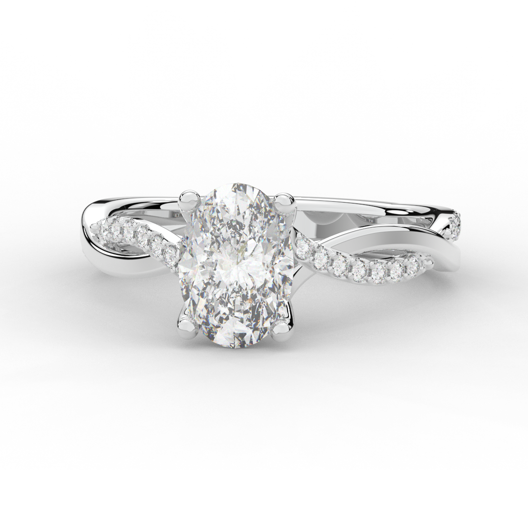 1.70CT.TW OVAL LAB DIAMOND TWIST BAND ENGAGEMENT RING - Nazarelle