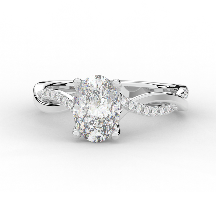 1.70CT.TW OVAL LAB DIAMOND TWIST BAND ENGAGEMENT RING - Nazarelle