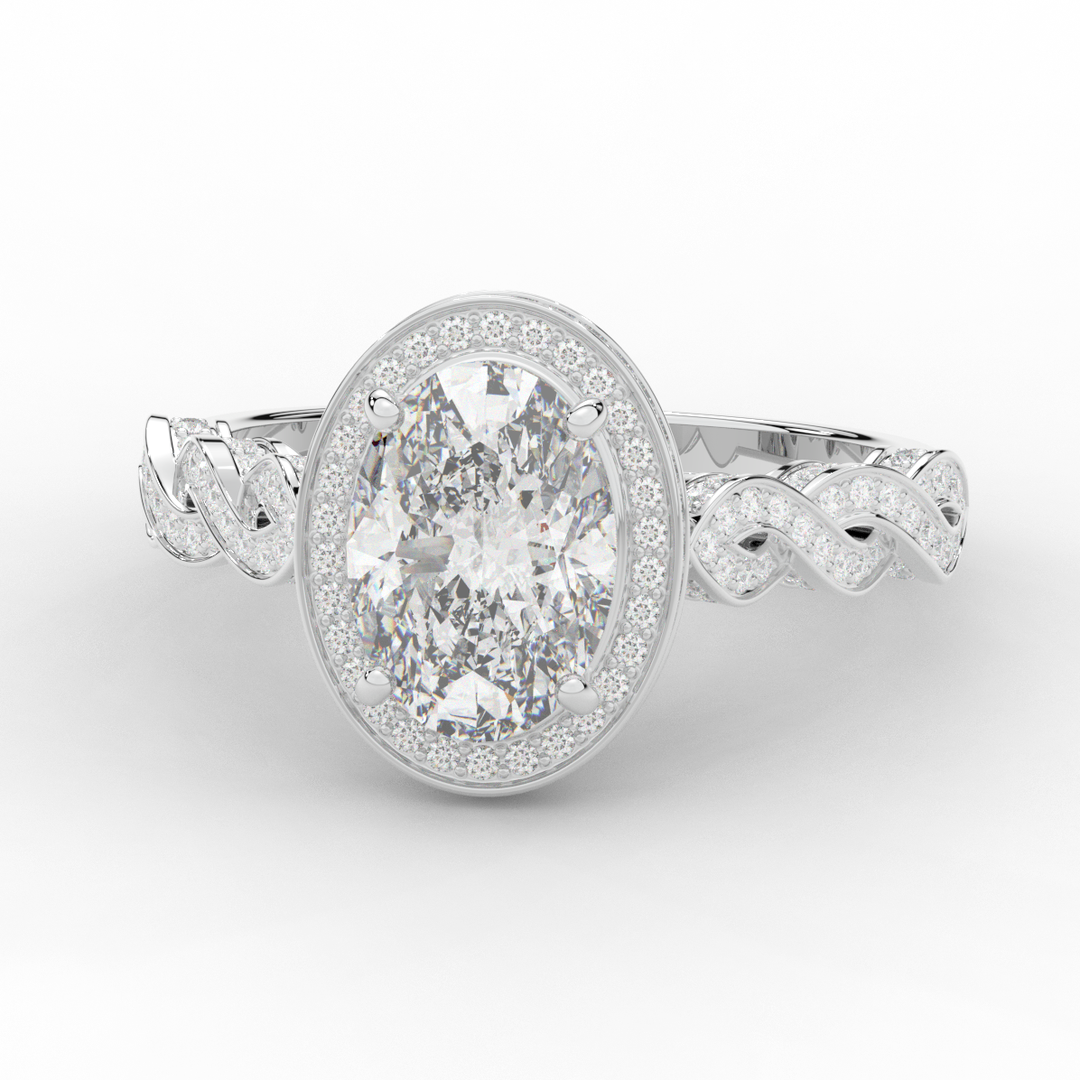 3.10CT.TW OVAL LAB DIAMOND HALO ENGAGEMENT RING - Nazarelle