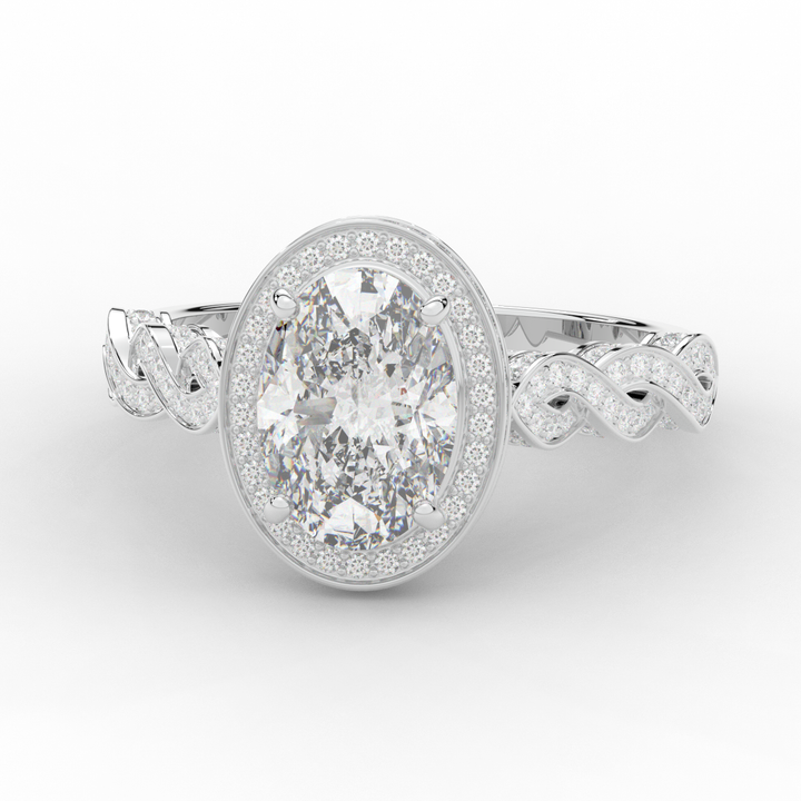 3.10CT.TW OVAL LAB DIAMOND HALO ENGAGEMENT RING - Nazarelle
