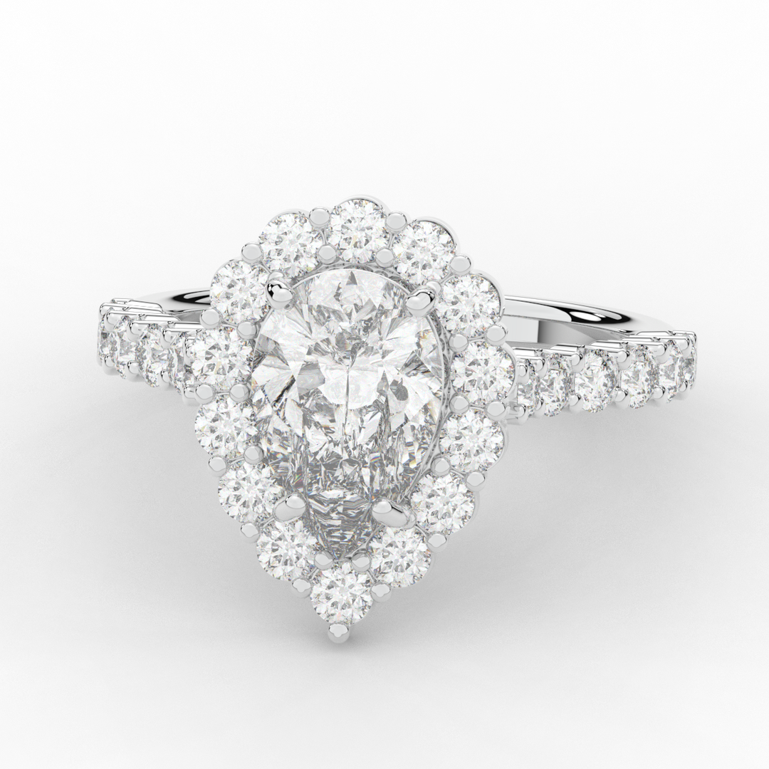 3.10CT.TW PEAR LAB DIAMOND HALO ENGAGEMENT RING - Nazarelle