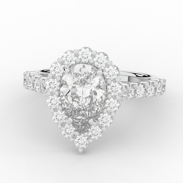 3.10CT.TW PEAR LAB DIAMOND HALO ENGAGEMENT RING - Nazarelle