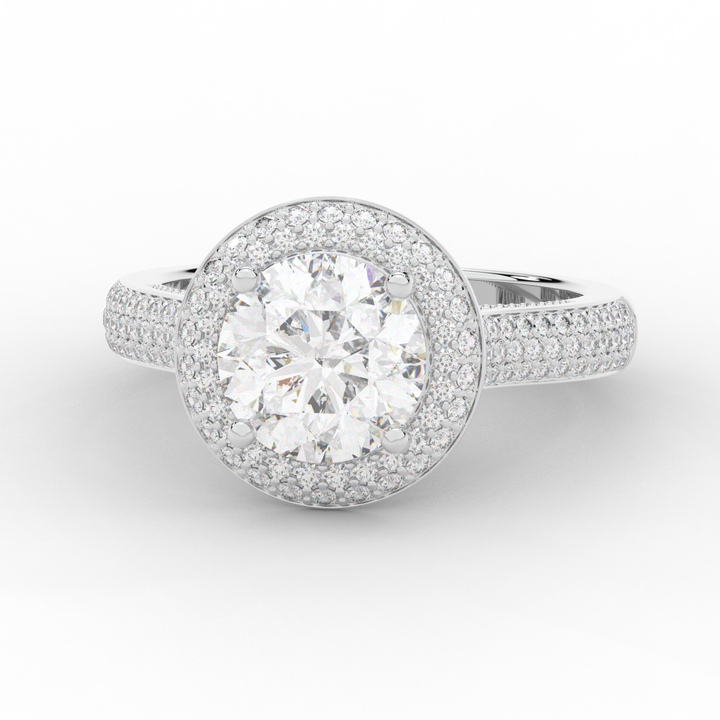 2.45CT.TW ROUND LAB DIAMOND HALO ENGAGEMENT RING - Nazarelle