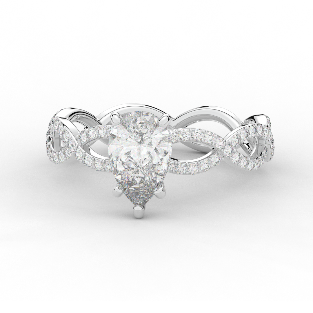 1.30CT.TW PEAR LAB DIAMOND TWIST BAND ENGAGEMENT RING - Nazarelle