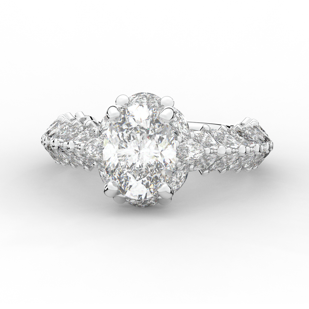 3.10CT.TW OVAL LAB DIAMOND HALO ENGAGEMENT RING - Nazarelle