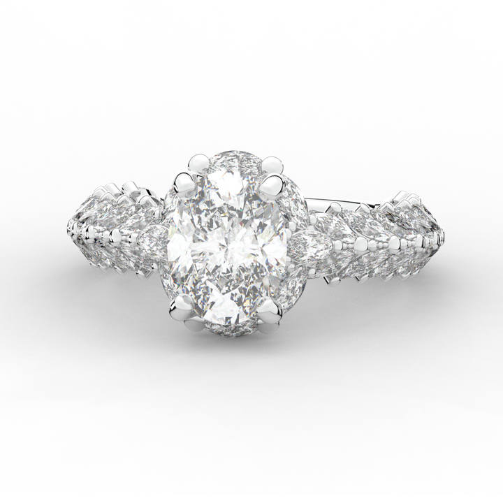 3.10CT.TW OVAL LAB DIAMOND HALO ENGAGEMENT RING - Nazarelle