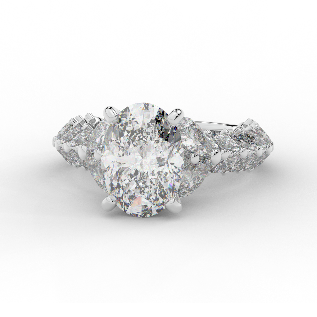 5.25CT.TW OVAL LAB DIAMOND HALO ENGAGEMENT RING - Nazarelle