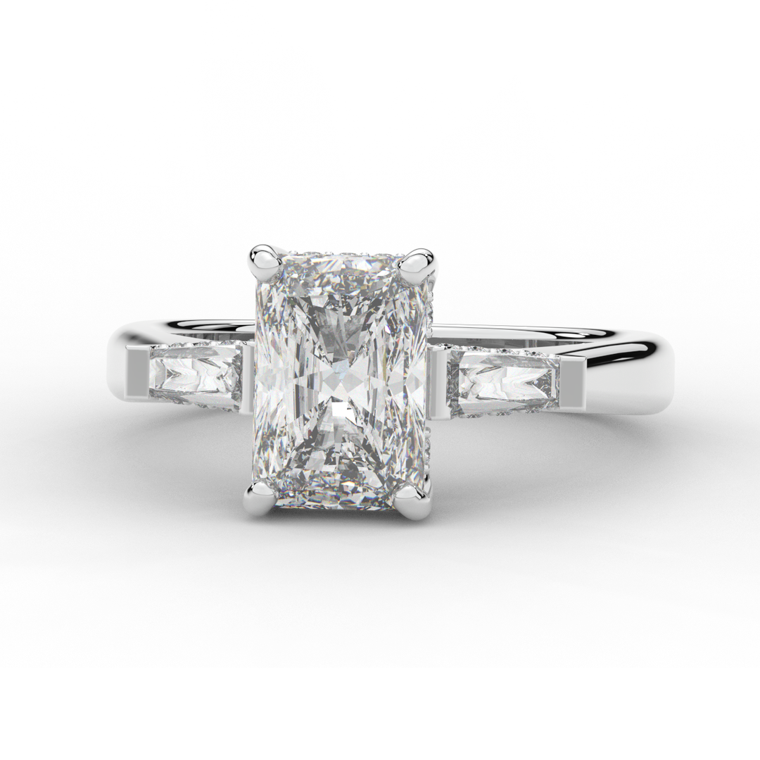 3.45CT.TW RADIANT LAB DIAMOND 3 STONE ENGAGEMENT RING - Nazarelle