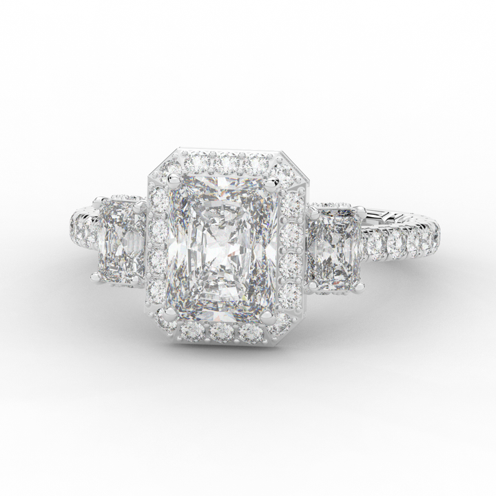 3.20CT.TW RADIANT LAB DIAMOND 3 STONE ENGAGEMENT RING - Nazarelle