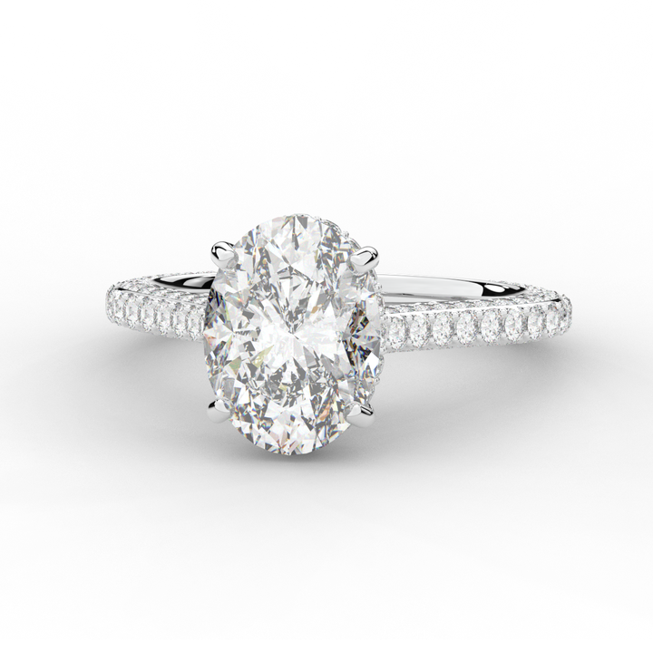 4.00CT.TW OVAL LAB DIAMOND UNDERHALO SOLITAIRE ENGAGEMENT RING - Nazarelle