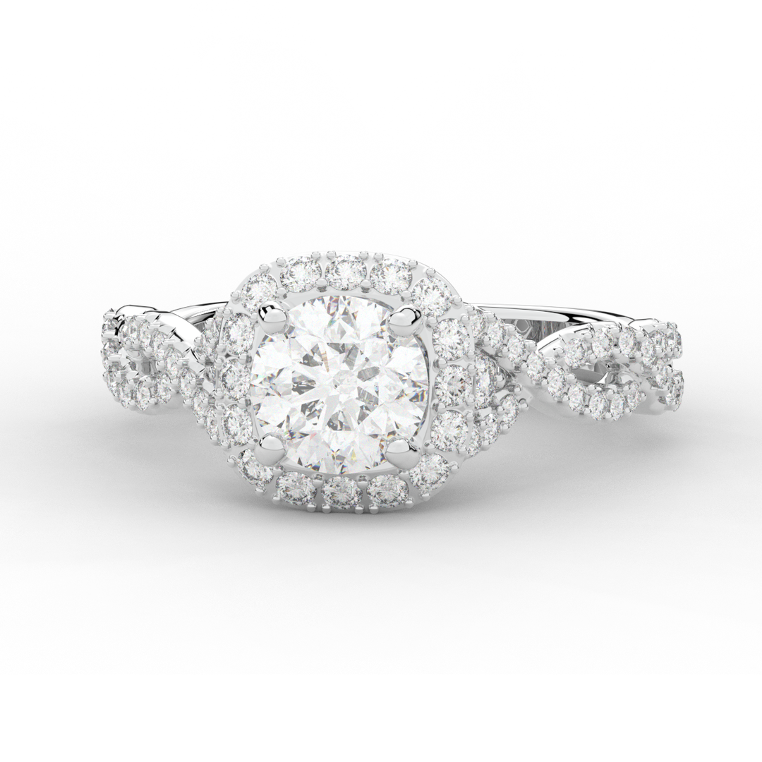 1.30CT.TW ROUND LAB DIAMOND HALO ENGAGEMENT RING - Nazarelle