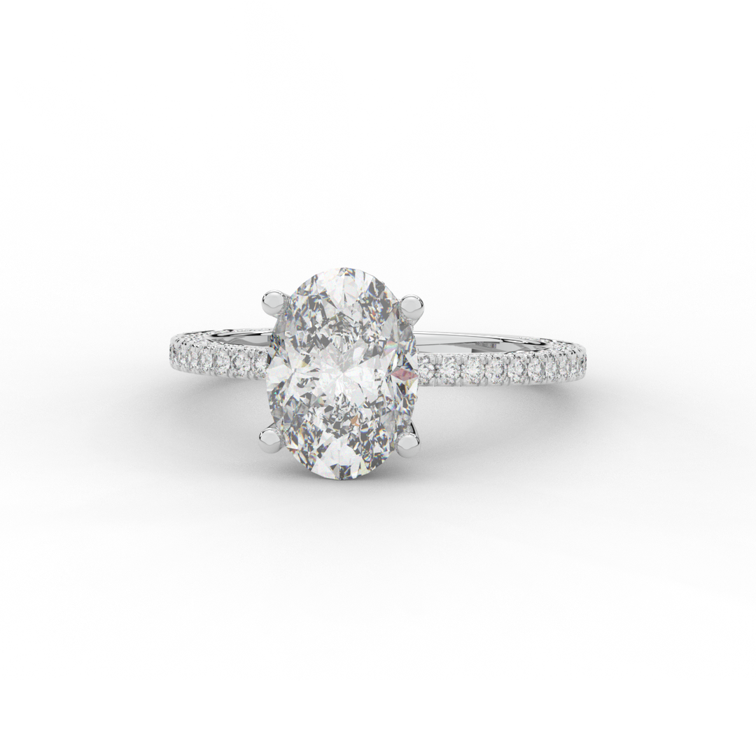 3.15CT.TW OVAL LAB DIAMOND SOLITAIRE ENGAGEMENT RING - Nazarelle