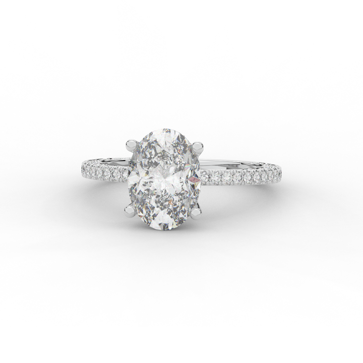 3.15CT.TW OVAL LAB DIAMOND SOLITAIRE ENGAGEMENT RING - Nazarelle
