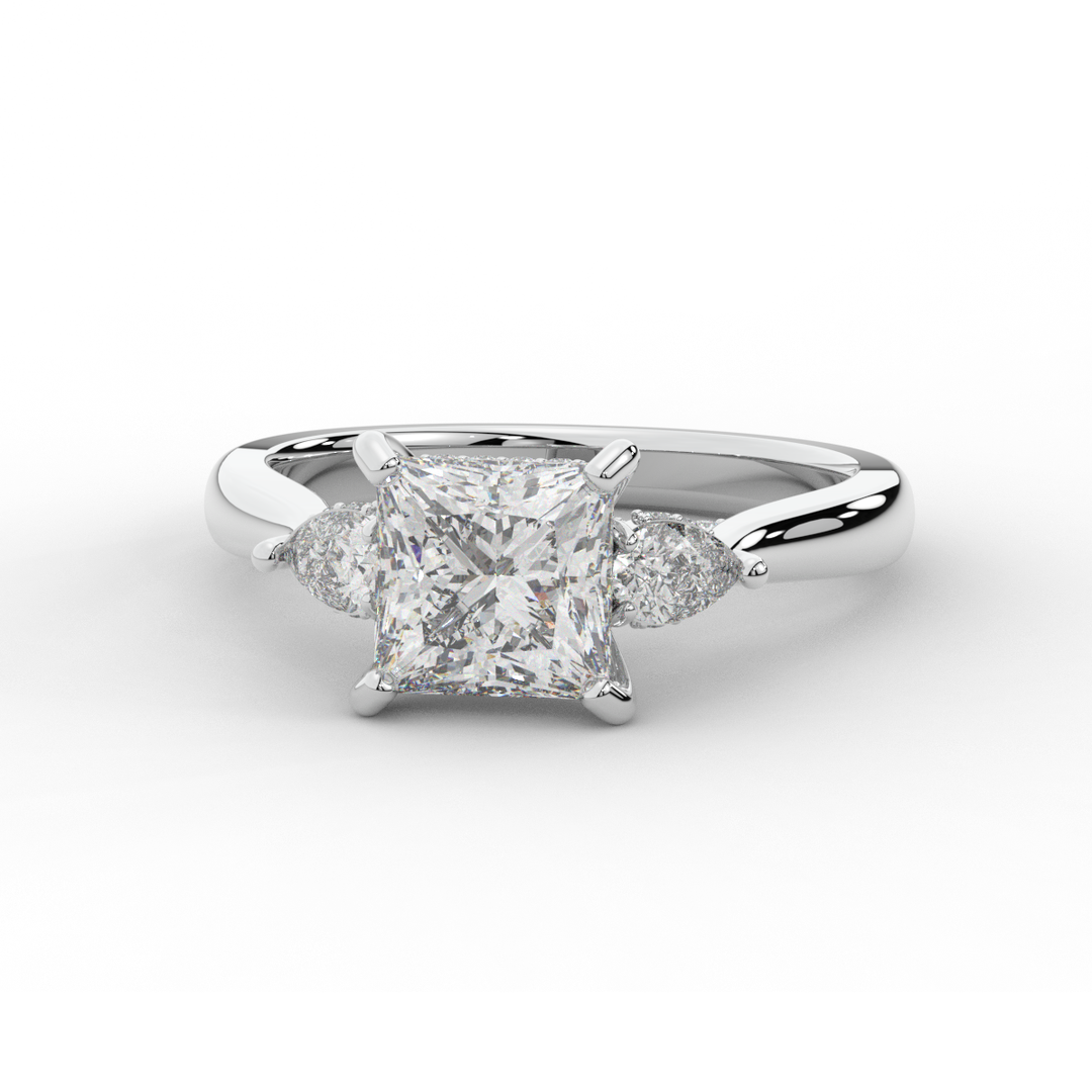 2.40CT.TW PRINCESS LAB DIAMOND 3 STONE ENGAGEMENT RING - Nazarelle