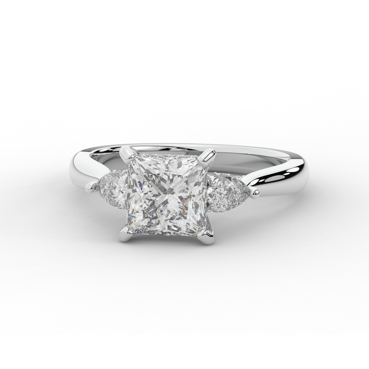 2.40CT.TW PRINCESS LAB DIAMOND 3 STONE ENGAGEMENT RING - Nazarelle
