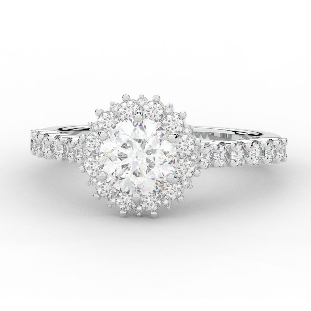 1.60CT.TW ROUND LAB DIAMOND HALO ENGAGEMENT RING - Nazarelle
