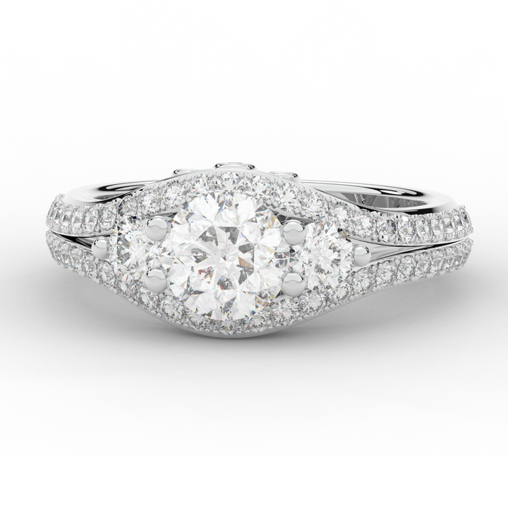 1.90CT.TW ROUND LAB DIAMOND THREE STONE ENGAGEMENT RING - Nazarelle