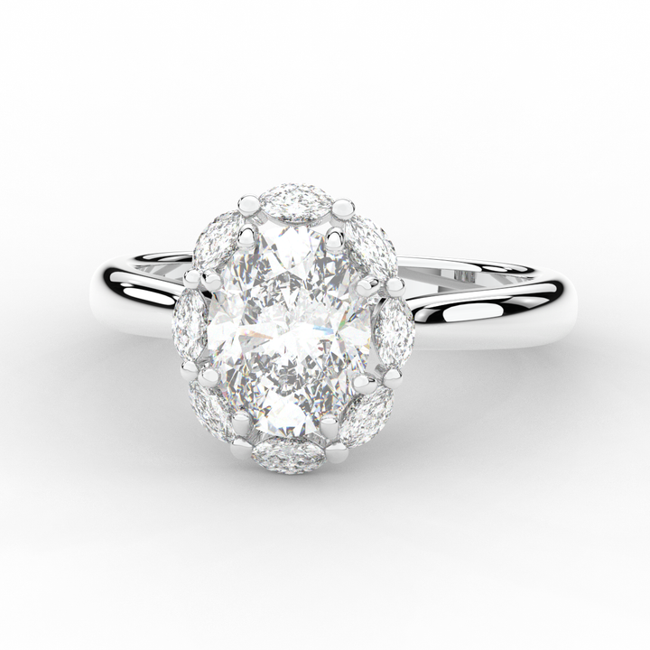 1.90CT.TW OVAL LAB DIAMOND HALO ENGAGEMENT RING - Nazarelle
