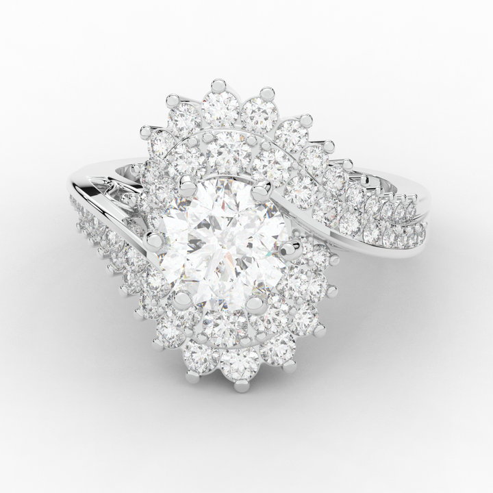 3.35CT.TW ROUND LAB DIAMOND BYPASS HALO ENGAGEMENT RING - Nazarelle