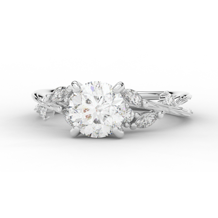 1.75CT.TW ROUND LAB DIAMOND STYLIZED VINE AND TREE BARK FINISH ENGAGEMENT RING - Nazarelle