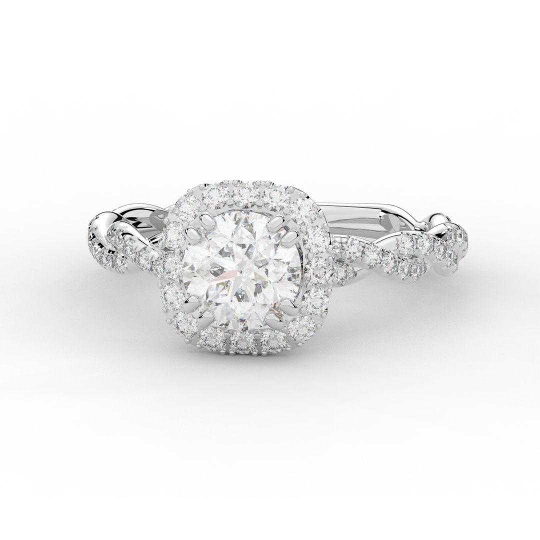 1.55CT.TW ROUND LAB DIAMOND HALO TWIST ENGAGEMENT RING - Nazarelle