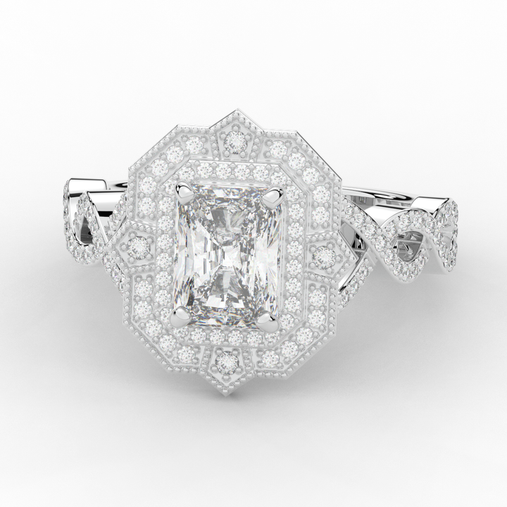 1.90CT.TW RADIANT LAB DIAMOND HALO ENGAGEMENT RING - Nazarelle