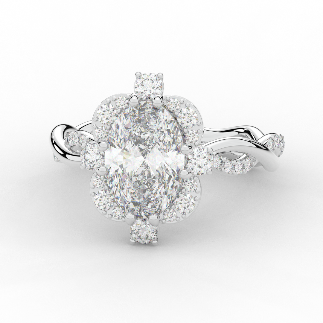 2.70CT.TW OVAL LAB DIAMOND HALO ENGAGEMENT RING - Nazarelle