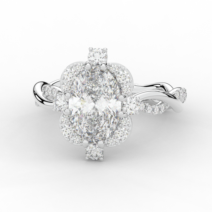 2.70CT.TW OVAL LAB DIAMOND HALO ENGAGEMENT RING - Nazarelle