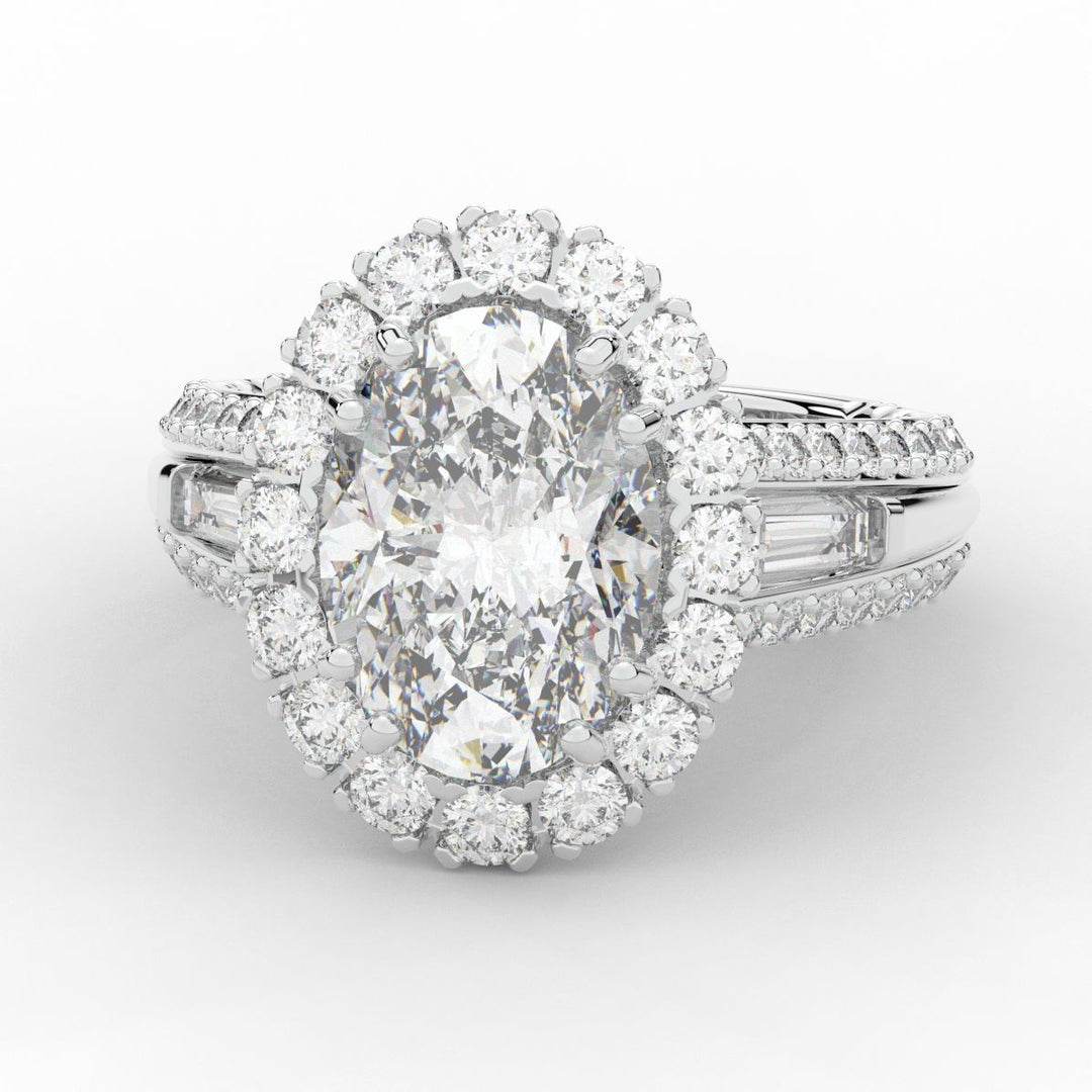 5.75CT.TW OVAL LAB DIAMOND HALO ENGAGEMENT RING - Nazarelle