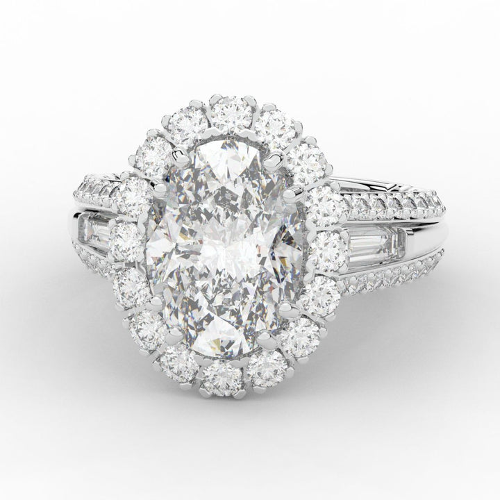 5.75CT.TW OVAL LAB DIAMOND HALO ENGAGEMENT RING - Nazarelle