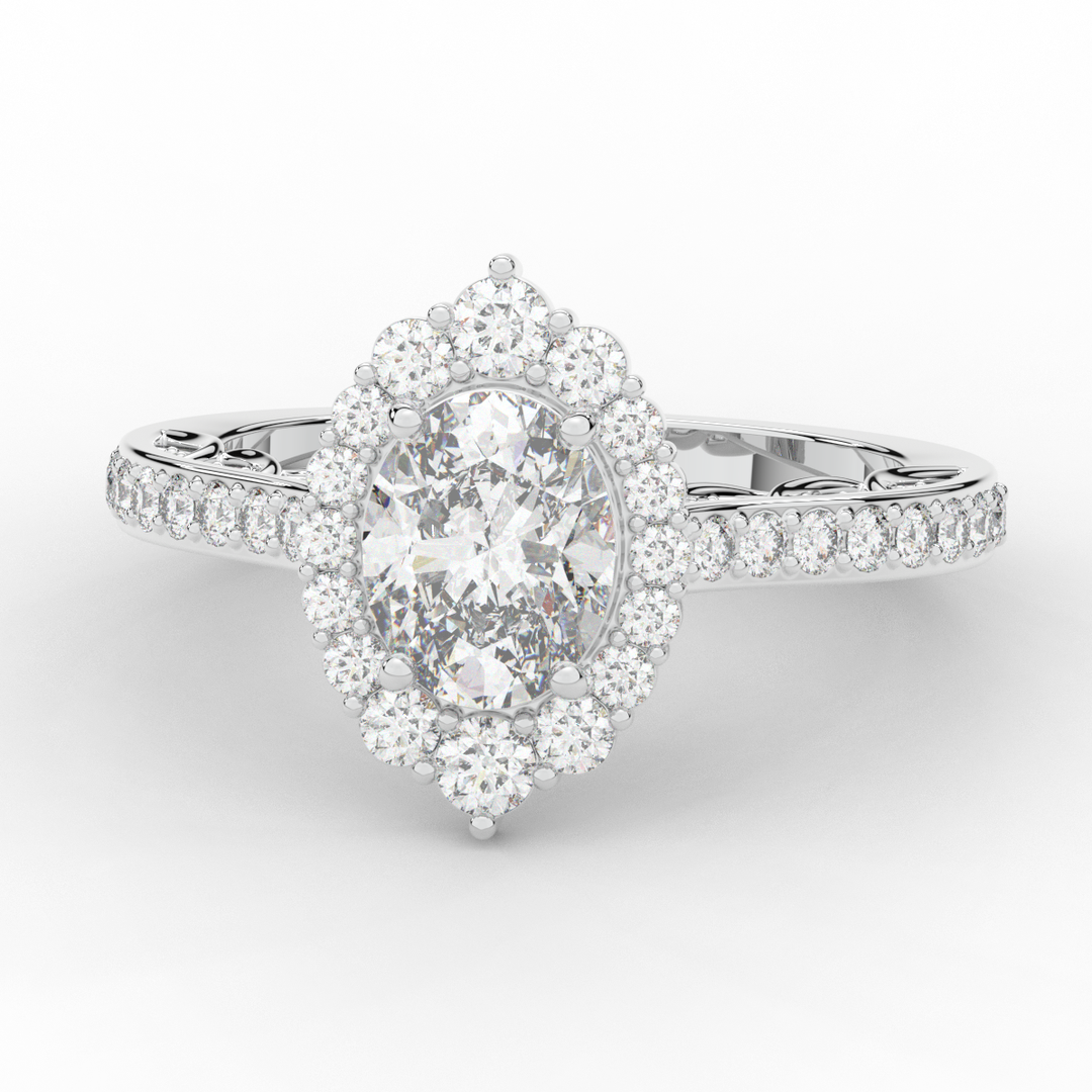 1.75CT.TW OVAL LAB DIAMOND HALO ENGAGEMENT RING - Nazarelle