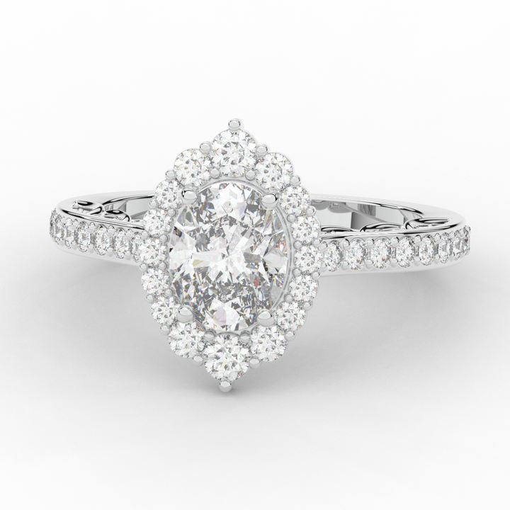 1.75CT.TW OVAL LAB DIAMOND HALO ENGAGEMENT RING - Nazarelle