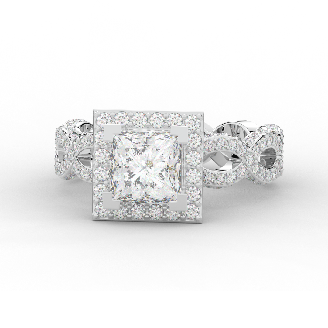 2.40CT.TW PRINCESS LAB DIAMOND HALO ENGAGEMENT RING - Nazarelle