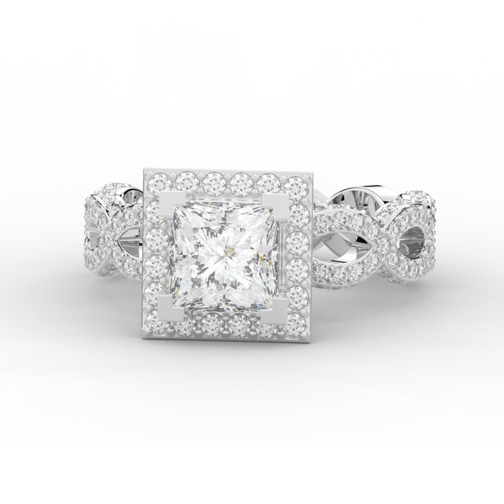2.40CT.TW PRINCESS LAB DIAMOND HALO ENGAGEMENT RING - Nazarelle