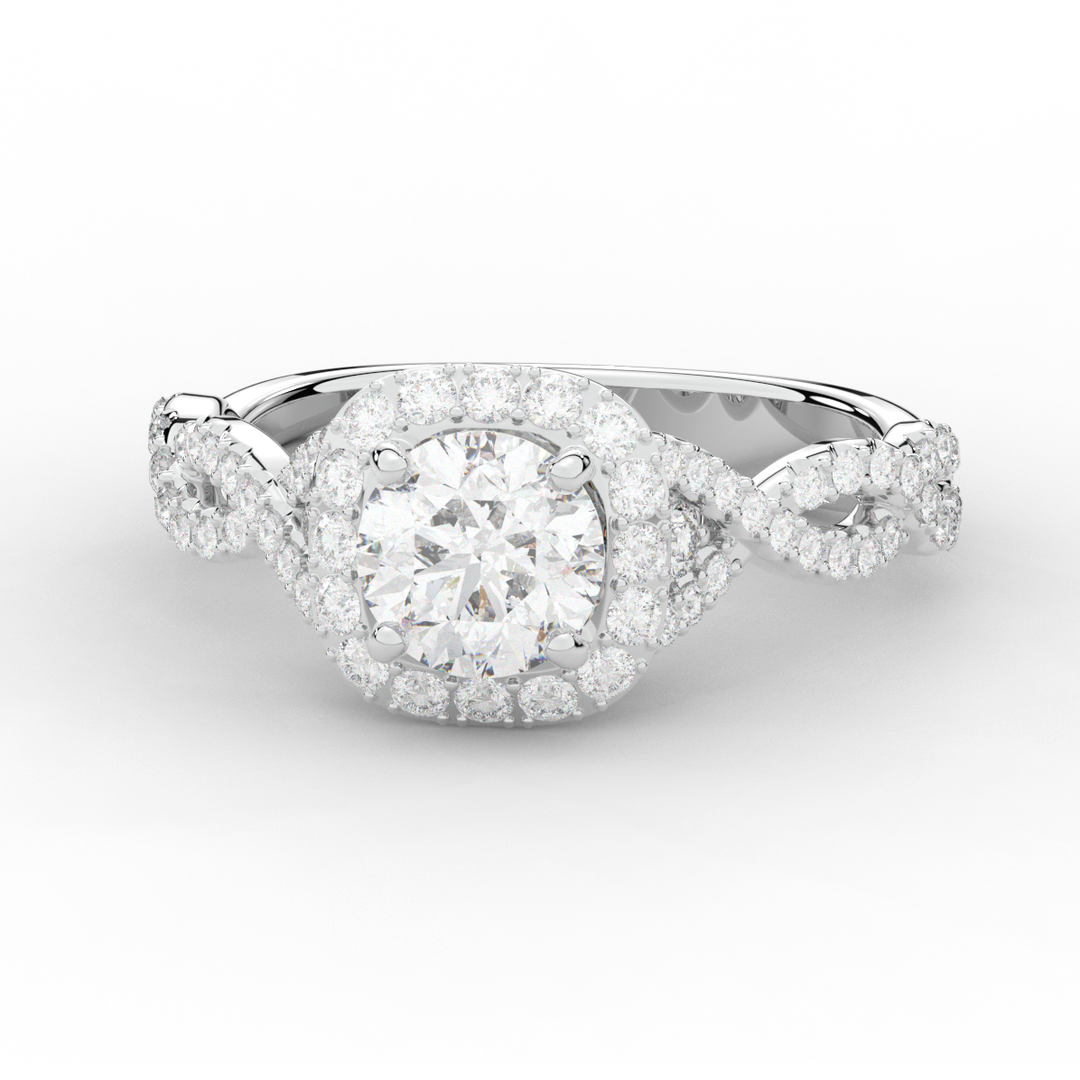 1.60CT.TW ROUND LAB DIAMOND HALO TWIST ENGAGEMENT RING - Nazarelle