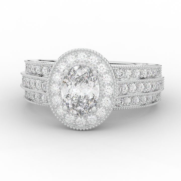 1.80CT.TW OVAL LAB DIAMOND HALO ENGAGEMENT RING - Nazarelle