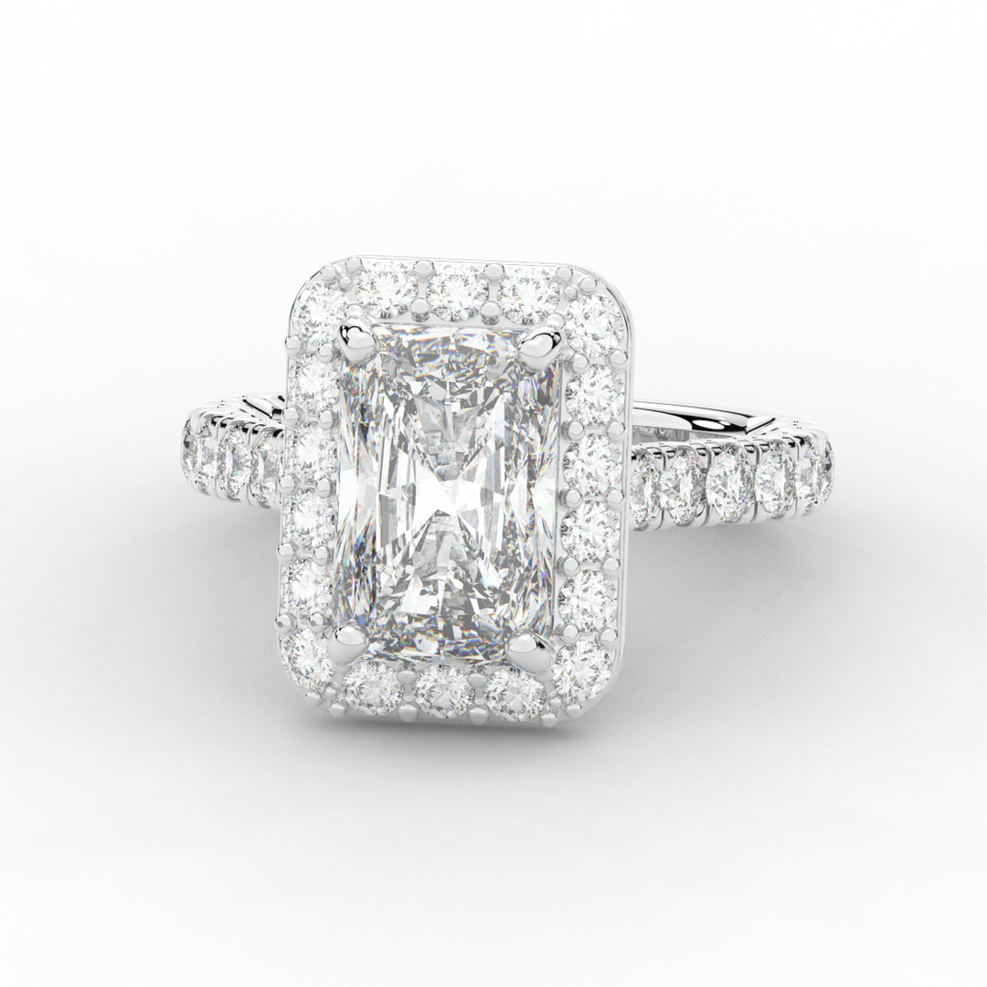 4.50CT.TW RADIANT LAB DIAMOND HALO ENGAGEMENT RING - Nazarelle